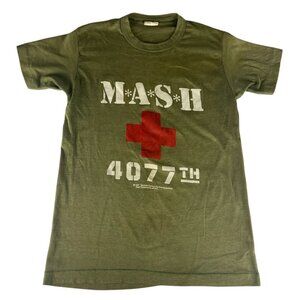 Vintage 80s M.A.S.H 4077th Graphic T-Shirt Men's S Green TV Show Single Stitch